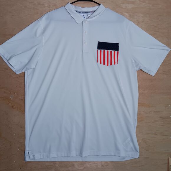 Puma Volition America Polo Shirt White L – American Flag Pocket Patriotic - Picture 1 of 11